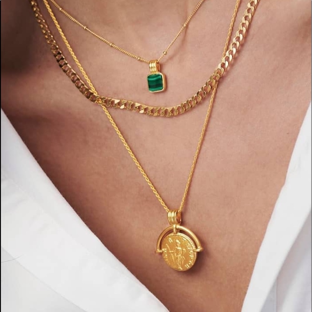 Coin pendant gold 925 sterling necklace roman